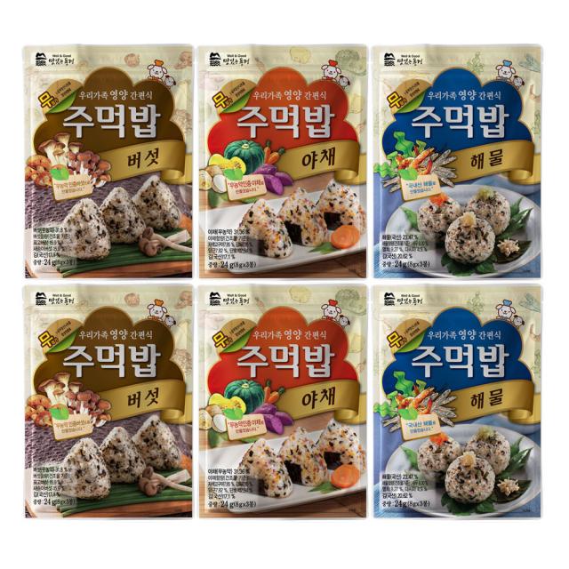 맛있는풍경 주먹밥 후레이크 3종 야채 24g x 2p + 해물 24g x 2p + 버섯 24g x 2p, 1세트