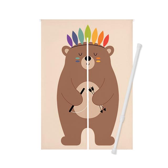 하이어데코 가림막커튼 분리형 + 커튼봉, 브라운인디베어