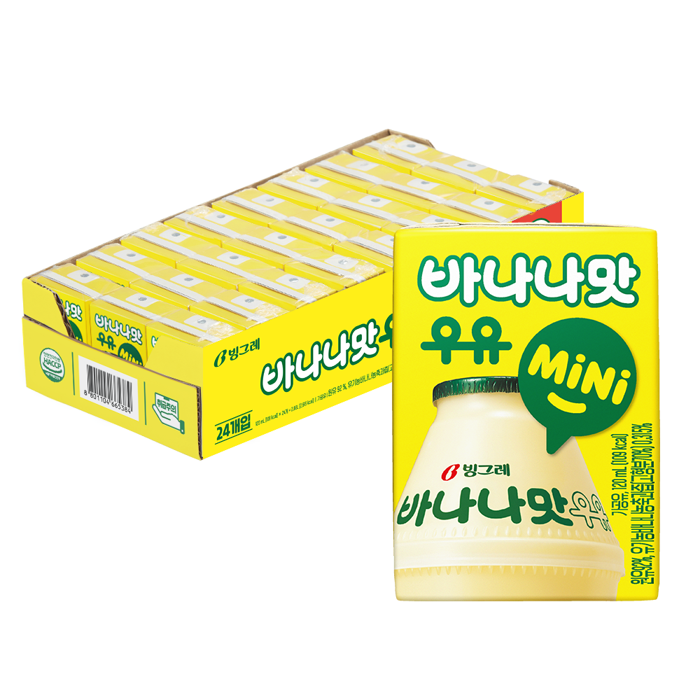 빙그레 바나나맛우유 mini 120ml, 바나나, 24개