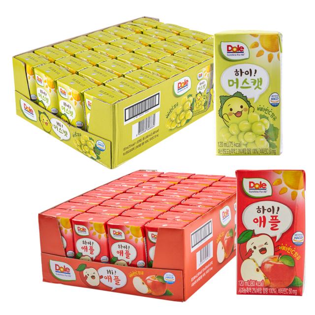 돌 하이 애플 120ml x 32p + 하이 머스캣 주스 120ml x 32p, 1세트
