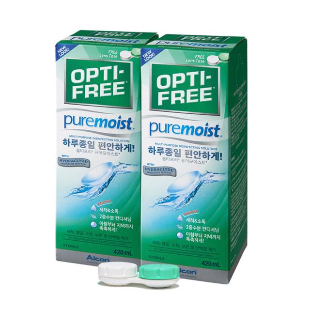 옵티프리 퓨어모이스트 렌즈세정액 420ml x 2p + 렌즈케이스, 1세트