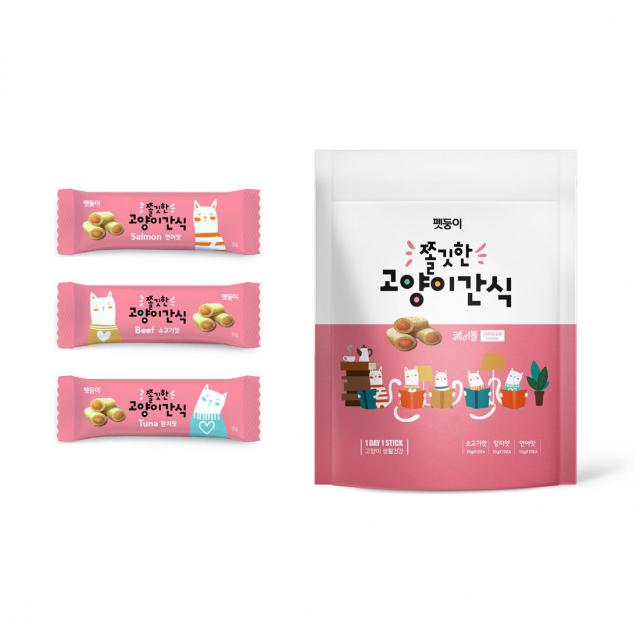 펫둥이 쫄깃한 고양이 간식 3가지맛 참치 + 연어 + 소고기 300g, 1개