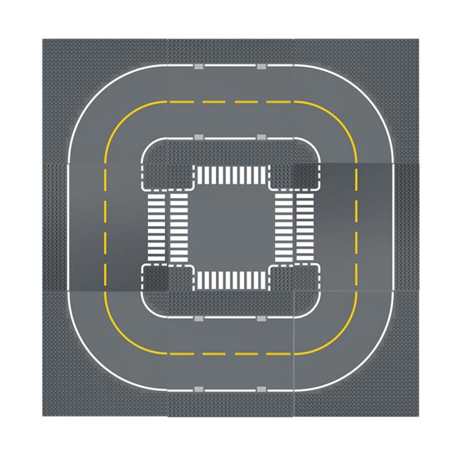 젠토이 베이직 2 도로 블럭판 일자 2p + 곡선 4p + 교차로 + T 2p 세트, 혼합색상