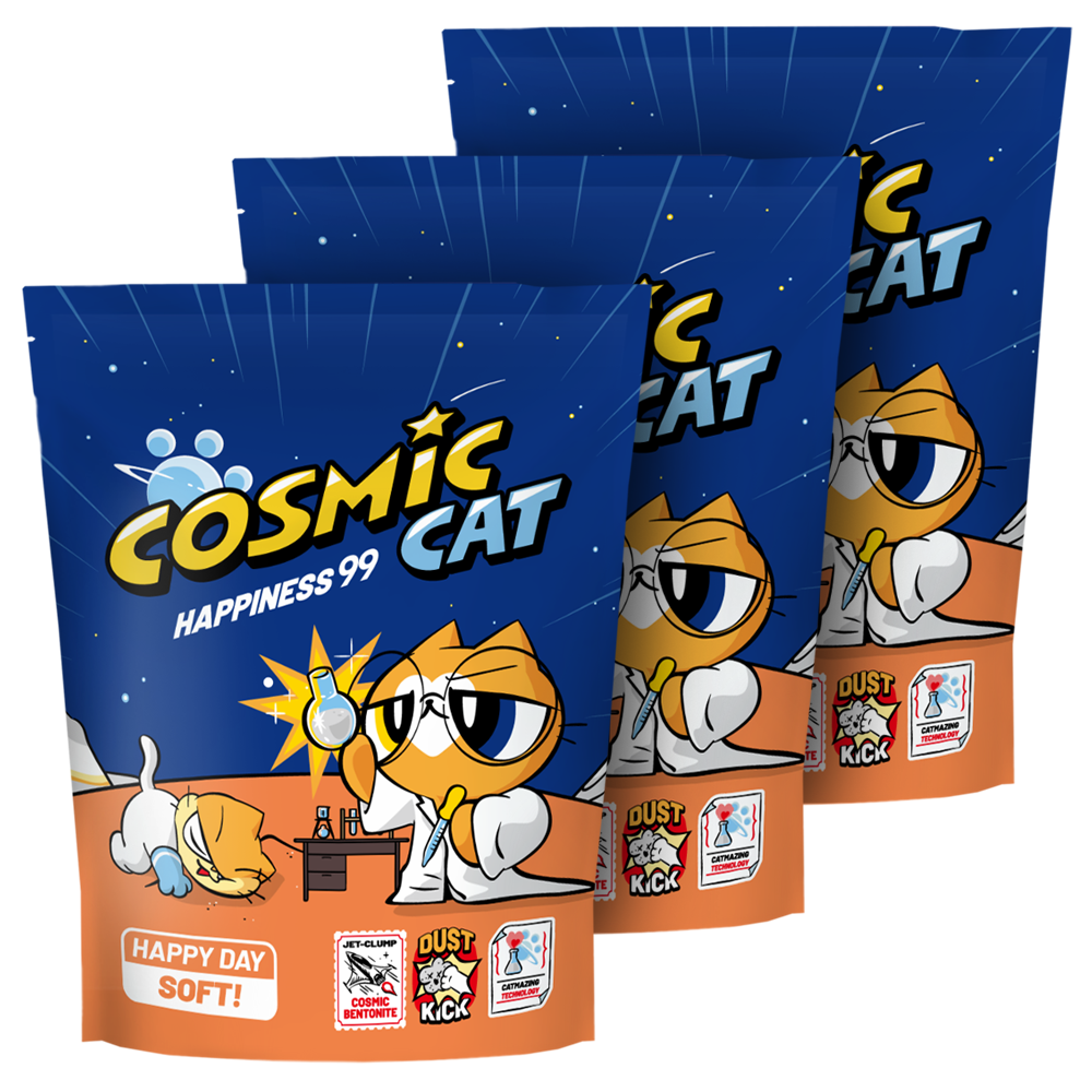 코스믹캣 해피데이 소프트 극세입자 고양이모래 섬유향, 3개, 6kg