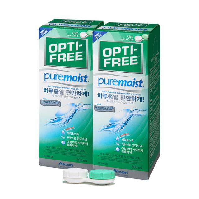 옵티프리 퓨어모이스트 렌즈세정액 300ml x 2p + 렌즈케이스, 1세트