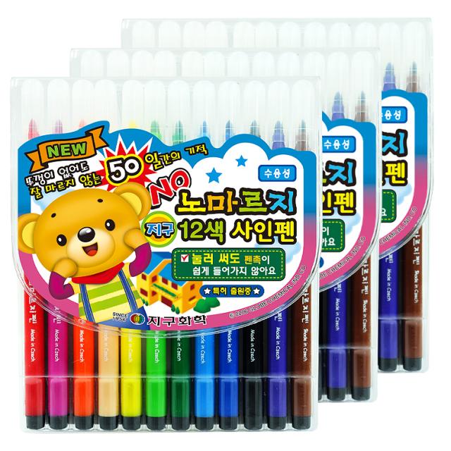 지구화학 노마르지 사인펜 12색 혼합색상 3개