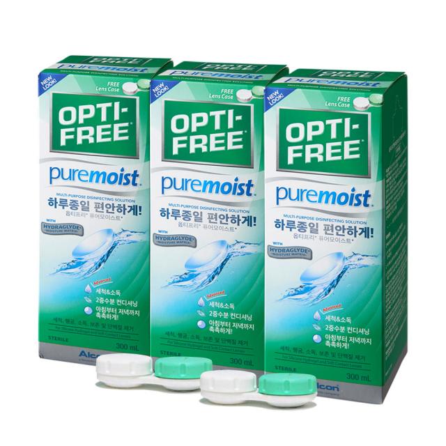 옵티프리 퓨어모이스트 렌즈세정액 300ml x 3p + 렌즈케이스 2p, 1세트