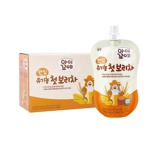 아이꼬야 안심 유기농 첫 보리차 120ml x 20p, 보리 + 현미 혼합맛, 1개