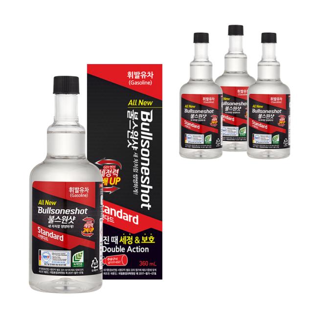 불스원샷 스탠다드 엔진첨가제 휘발유 360ml, 4개