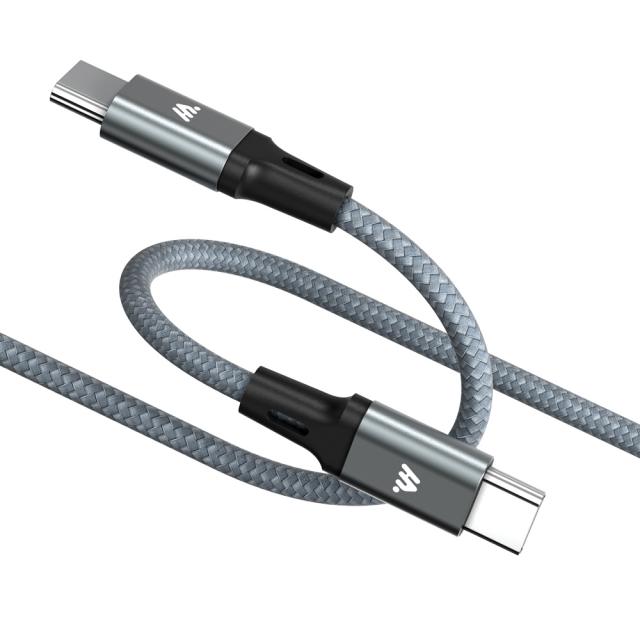 밸류엠 CtoC 메탈 패브릭 PD 60W 고속충전 케이블, 1.2m, 다크그레이