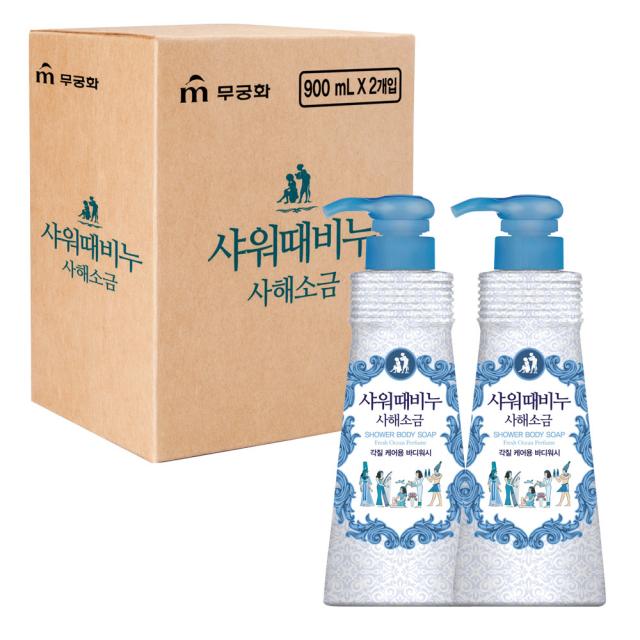 무궁화 샤워때비누 사해소금, 2개, 900ml