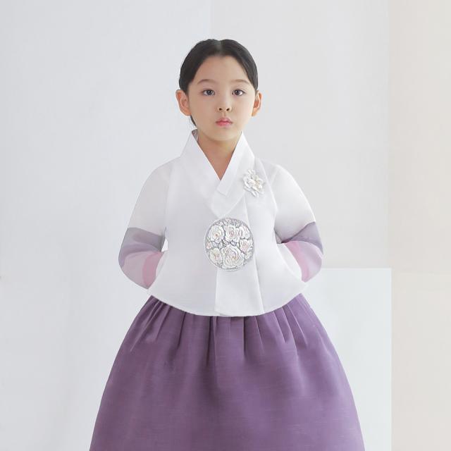 금동이 여아용 보라 당의 한복 세트 AW118 + 복주머니