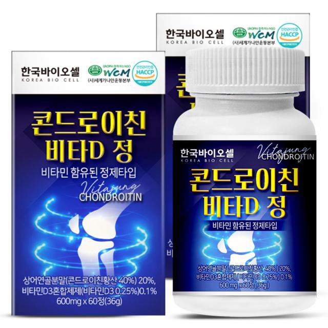 한국바이오셀 콘드로이친 비타D 정 36g, 2개, 60정