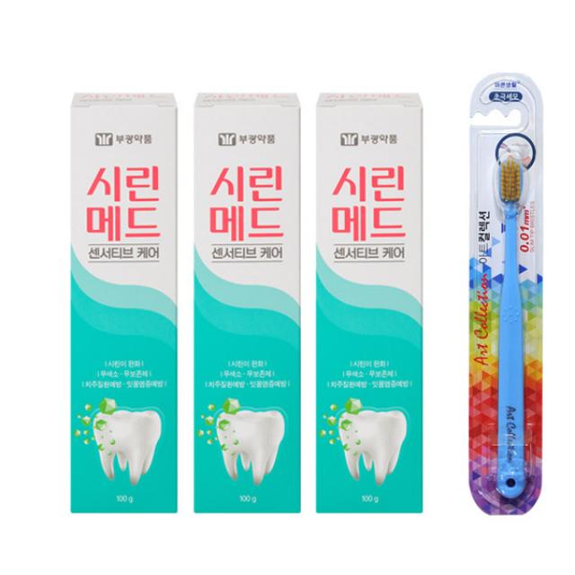 시린메드 시린이 잇몸질환예방 치약 100g x 3p + 칫솔 랜덤발송, 1세트