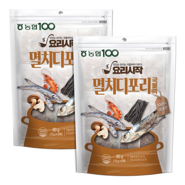 농협100 멸치디포리 국물팩, 90g, 2개