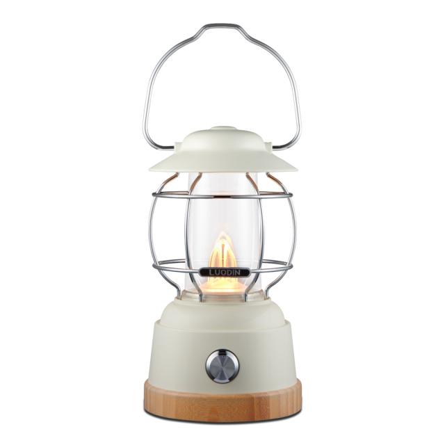 루오딘 배터리내장 빈티지 감성무드 LED 캠핑 랜턴, 크림, 1개