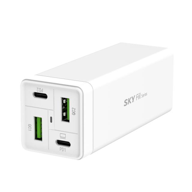 스카이 필 65W PD PPS USB C타입 4포트 고속 멀티 충전기 어댑터 + AC 전원 케이블 1.5m, 화이트, 1개