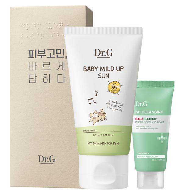 닥터지 베이비 마일드 업 선 SPF35 PA+++ 60ml + 레드 블레미쉬 클리어 수딩 폼 지류 패키지 30ml, 1세트