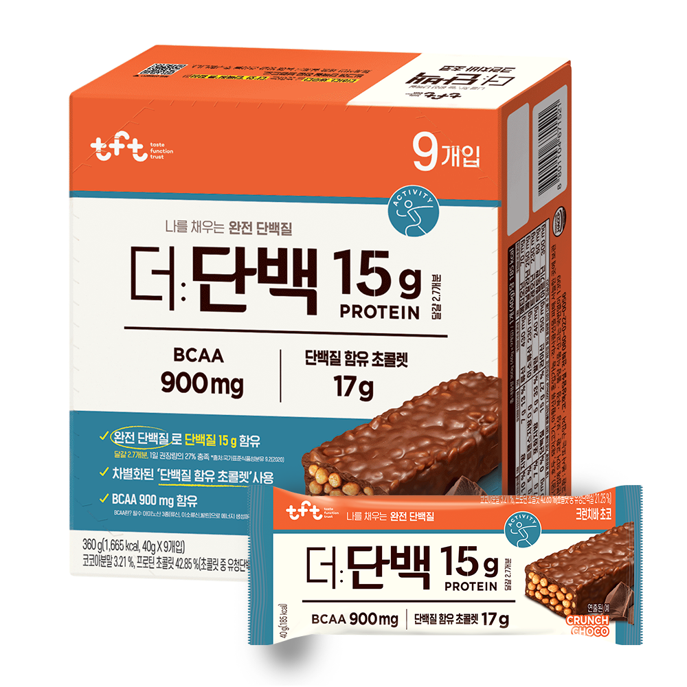 티에프티 더단백 크런치바 초코 9p, 360g, 1개