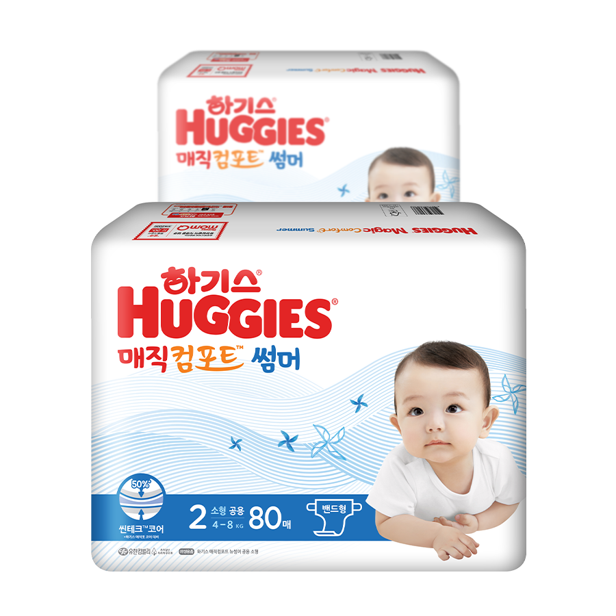 하기스 2021 매직 뉴컴포트 썸머 밴드형 공용 소형 2단계 (4~8kg), 160매