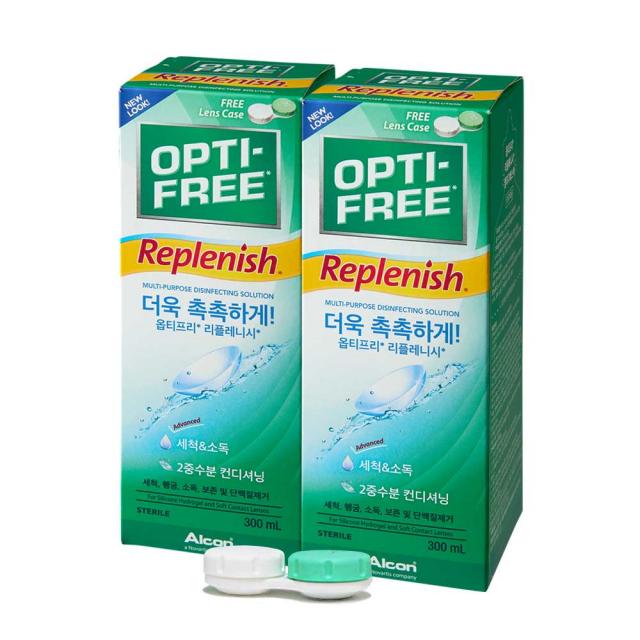 옵티프리 리플레니시 렌즈세정액 300ml x 2p + 렌즈케이스, 1세트