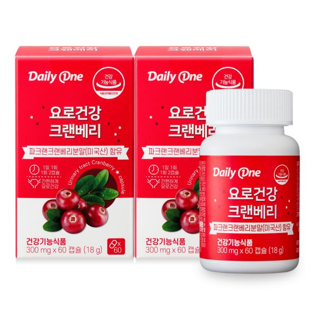 데일리원 요로건강 크랜베리 18g, 60정, 2개