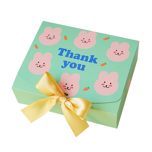도나앤데코 직사각 선물 포장 상자 중 5p + 리본 5p, 래빗 그린, 1세트