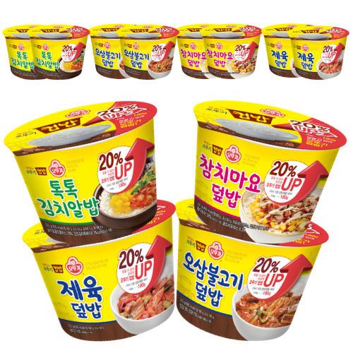 오뚜기 맛있는 컵밥 톡톡 김치알밥 222g x 3p + 참치마요덮밥 247g x 3p + 오삼불고기덮밥 310g x 3p + 제육덮밥 310g x 3p 세트, 1세트