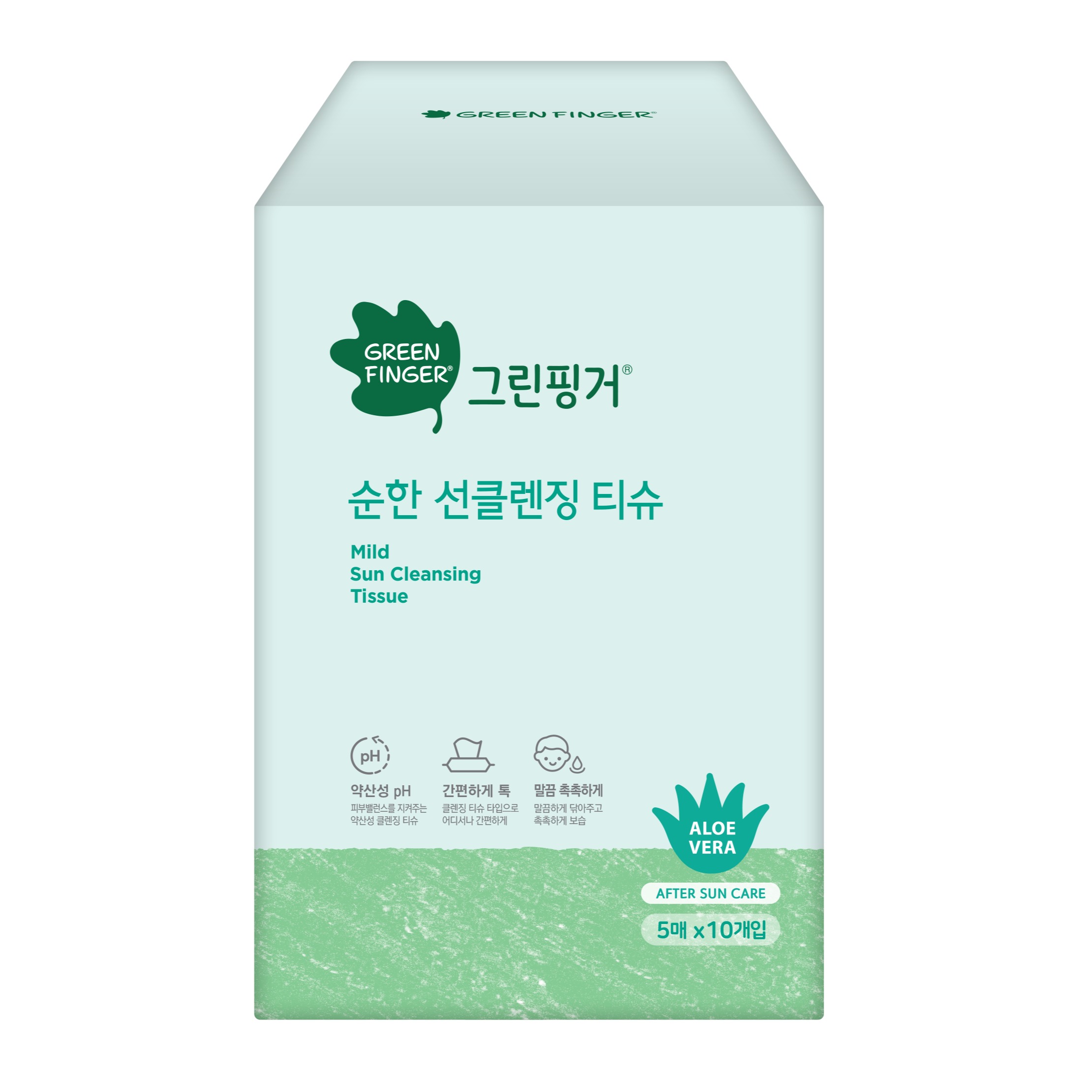 그린핑거 순한 선클렌징 티슈, 1팩, 50매