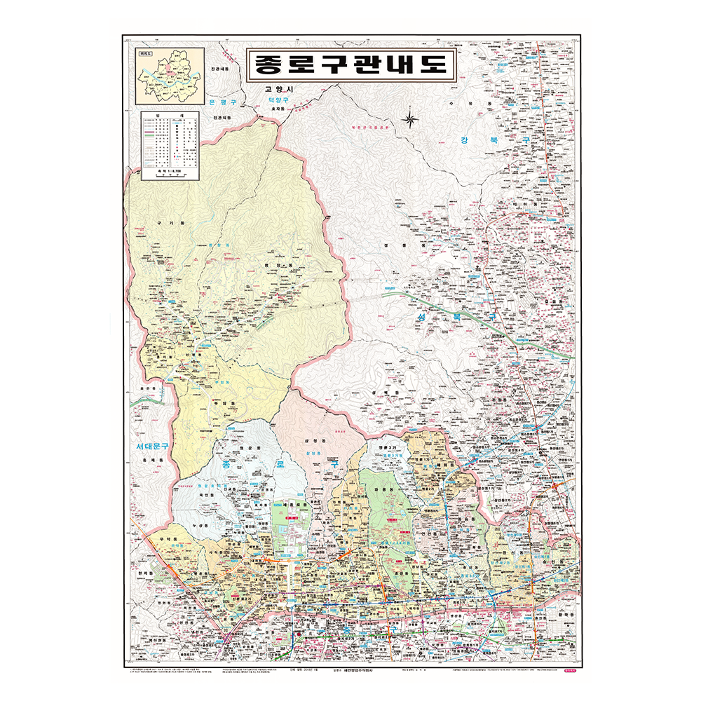 지도닷컴 종로구 관내도 코팅형 소 78 x 110 cm, 1개