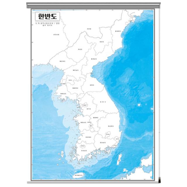 지도닷컴 한반도 백지도 명칭 롤스크린 150 x 210 cm + 클립 + 피스, 1개