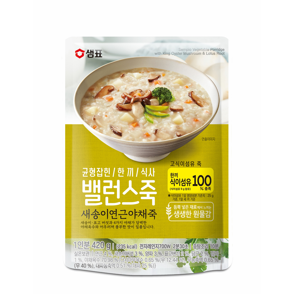 샘표 밸런스죽 새송이 연근 야채죽, 420g, 1개