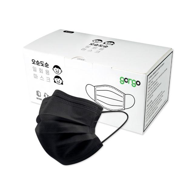 고르고 오순도순 일회용 마스크 성인용, 50개입, 1개, 블랙