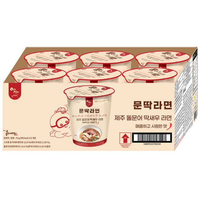 올레마켓 제주 돌문어 딱새우 문딱라면 70g, 6개