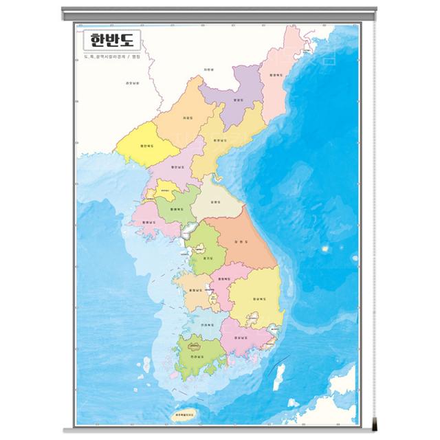 지도닷컴 한반도 지도 명칭 롤스크린 150 x 210 cm + 클립 + 피스, 1개