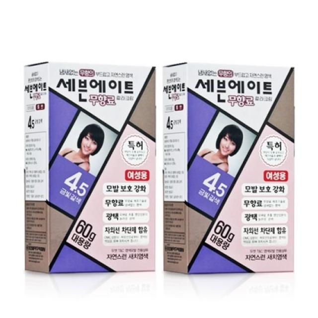 세븐에이트 칼라크림 염모제 60g, 4.5호 금빛 갈색, 2개