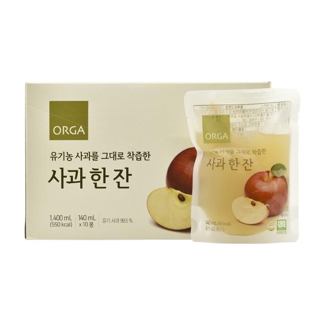 올가홀푸드 유기농 사과를 그대로 착즙한 사과 한 잔, 10개, 140ml