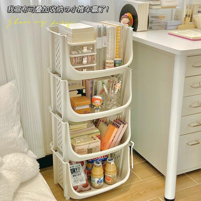 리빙박스 책 수납함 학생기숙사 매직기기 테이블정리 상자 이동 간식 수납테이블 아랫사람 카트식 수납대, C01-1단