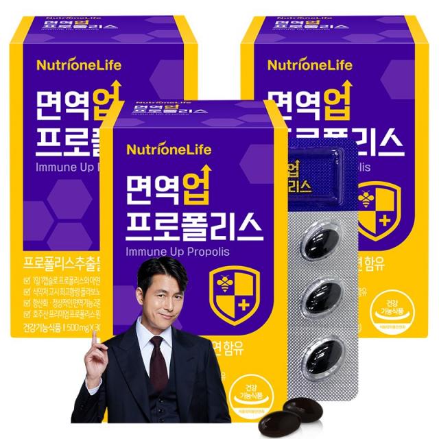 뉴트리원 면역력 강화 면역업 프로폴리스 항산화작용 플라보노이드 건강식품 호주산 + 활력환, 3box