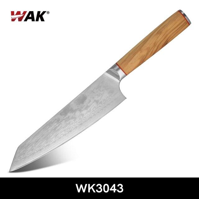 요리사 칼 WAK Professional VG10 다마스커스 스틸 주방 급격히 9 인치 나이프와 천연 3702239299, VG10 Chef Knife