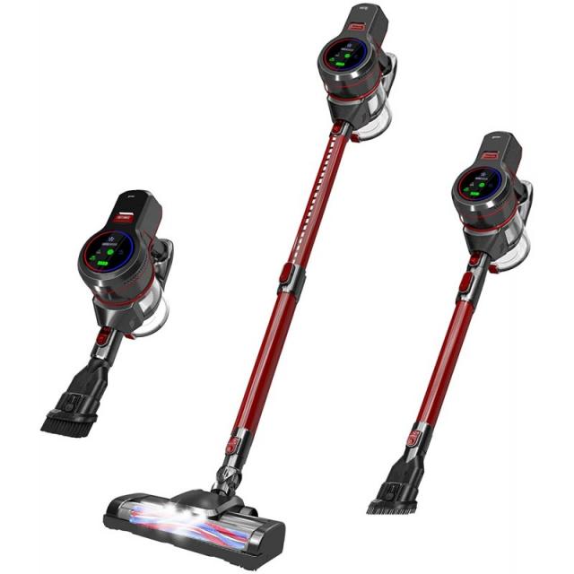 배터리 진공 청소기 2in1 무선 진공 청소기 25.2V 15000Pa 배터리 진공 청소기 디지털 디스플레이 망동 막대 및 하드 플로어, 단일옵션