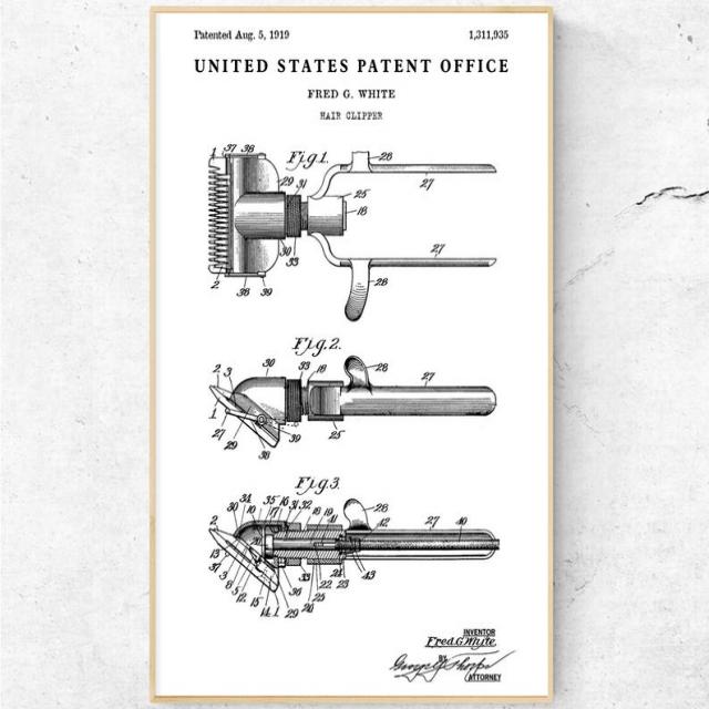 엔틱가위 클래식 레트로 이발점 기름 머리 자르는 헤드 인테리어그림 틀이 잡히다 벽 미용원 포스터, 화이트 그림물통 6 결제후 3일 출하함