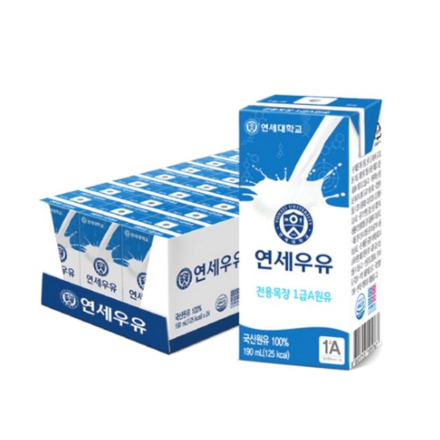 연세우유 멸균 흰우유, 190ml, 24개