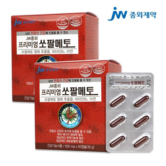 JW중외제약 프리미엄 쏘팔메토 (600mg x 60캡슐) 2박스 (총4개월분), 단품, 단품