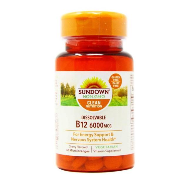 Sundown (2팩) 썬다운 비타민B12 시아노코발라민 6000mcg 60정 악성빈혈 브레인포그, 1mg, 2개