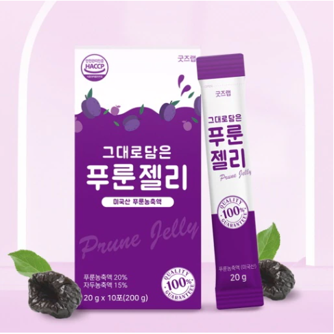 그대로 담은 푸룬젤리 식이섬유7000mg 똥배제거젤리 엄선된 원료 완벽한 비율로 한포에 쏙 간편하게 섭취해요, 1박스 (10포)