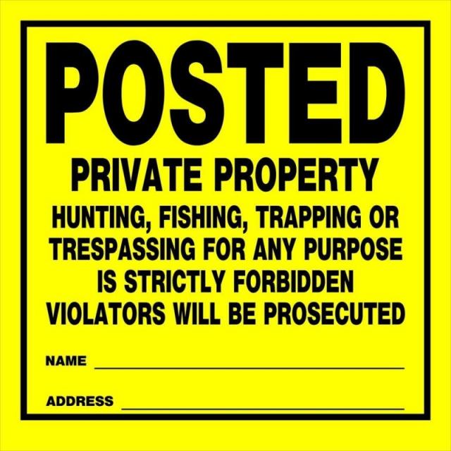 Hillman 840167 Posted Private Property Hunting Fishing 함정 또는 엄격히 금지 된 위반자는 기소 표시