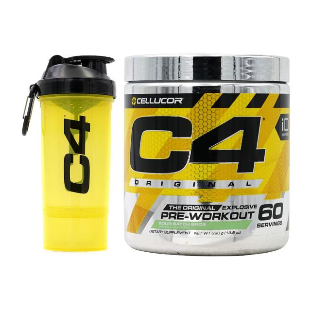 Cellucor 보틀 증정 C4 부스터 오리지널 헬스 프리워크아웃 사우어 배치 브로스 60 서빙 390 g, 390g, 1개