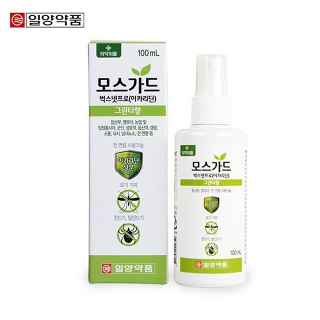 일양약품 모기 기피제 털 진드기 뿌리는 이카리딘 100ml 임산부 어린이 키즈 초강력 약 향 차단제 스프레이 안심 성분 추천 모스가드 휴대용 캠핑 군인 소풍 성묘객 등산객 낚시 남녀노소 벌레 퇴치, 1개입