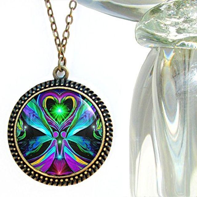 대형 트윈 불꽃 목걸이 천사 펜던트 웨어러블 아트 무조건적인 사랑